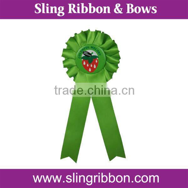 Handmade Green Satin Ribbon Rosette Medal And Ribbon