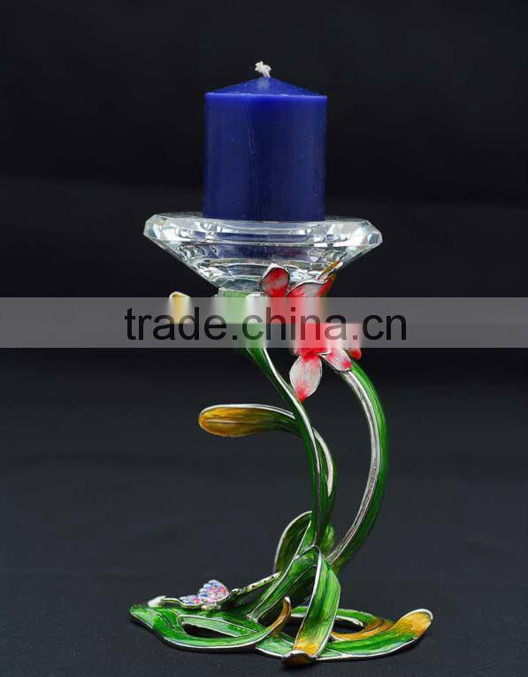 RORO Chanson orchid enamel crystal glass candle holder