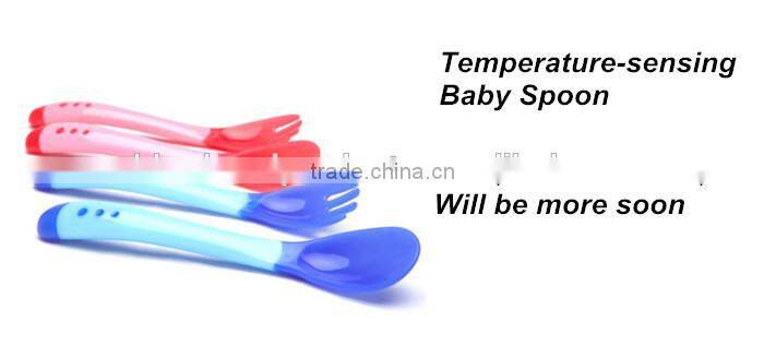 High quality Temperature Color Changing Silicone Feeding Spoon and Fork for Kids