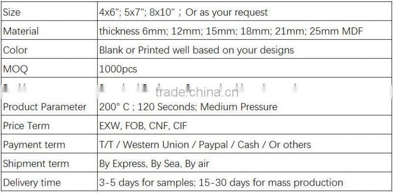 Fibreboards Type sublimation blank MDF Desktop plaques wholesales
