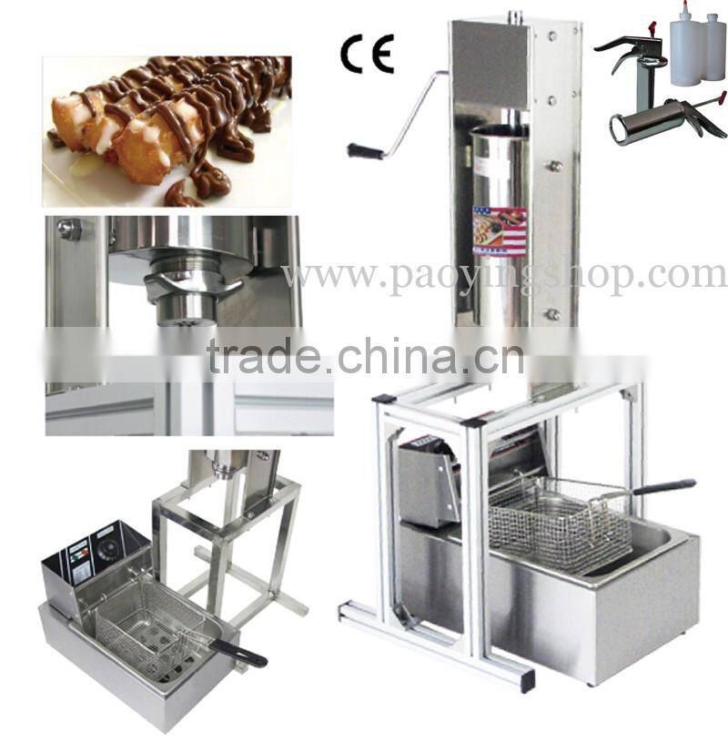 (4 in 1) Commercial Manual Spanish 5L Churros Maker + Working Stand + 6L 110v 220v Electric Deep Fryer + 1L Filling Machine