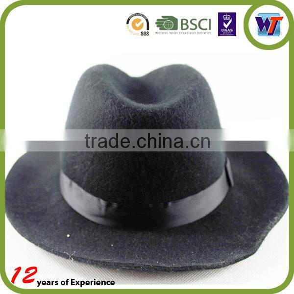 HOT Sale Man checks acrylic or wool ribbon decorated cheap fedora hat