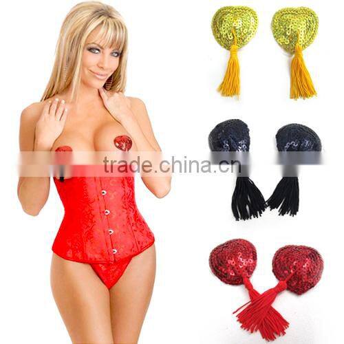 2014 hot item Sequin Heart shape nipple cover for sexy lingerie made in China