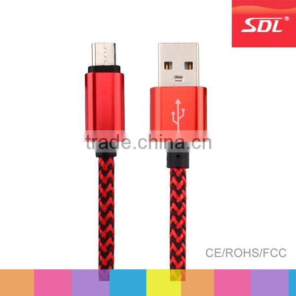 Good quality baided nylon usb data cable android 2A 1M for tablet smartphone