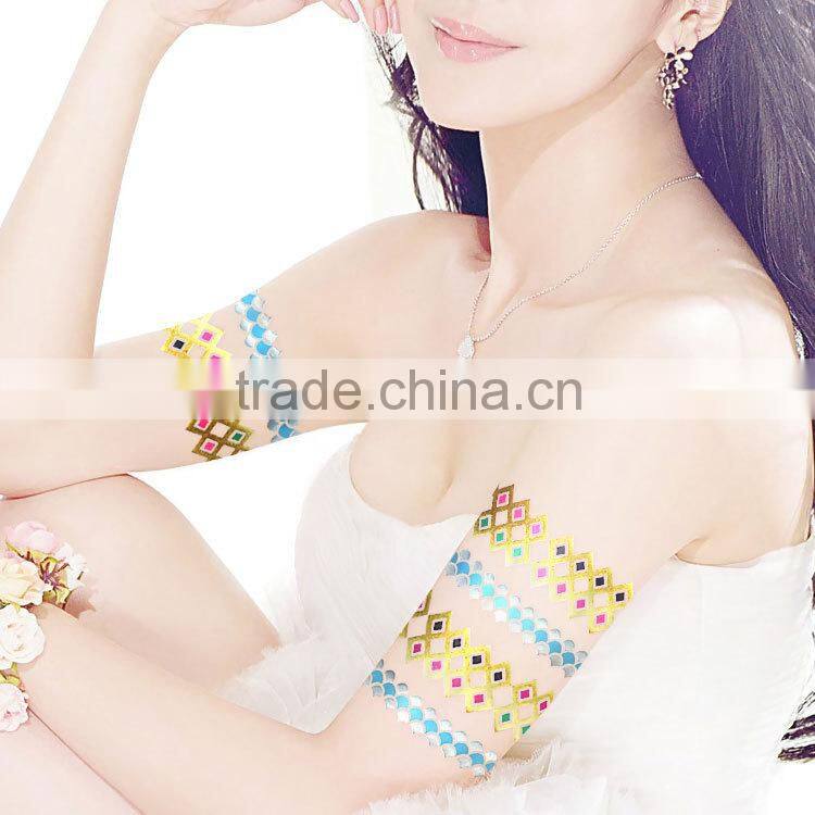New design custom body temporary sticker gold foil tattoo