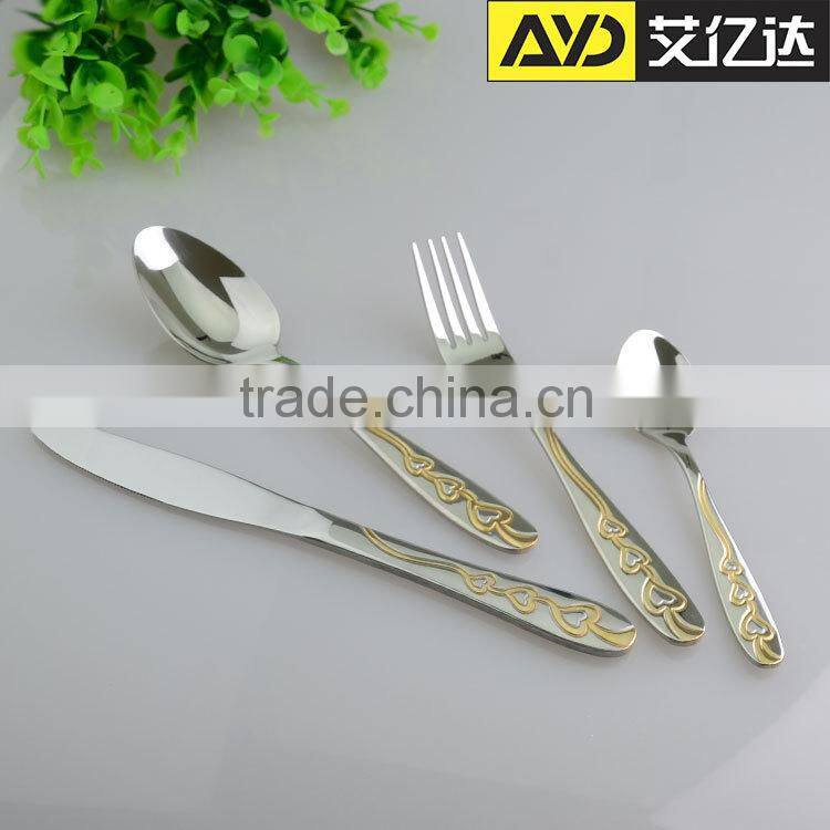 Made in china! silver plated brass tableware gold cutlery