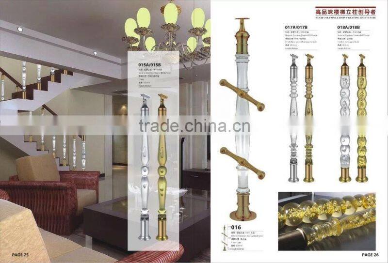 best price hot sale hotel acrylic stair baluster / crystal stair handrail in china