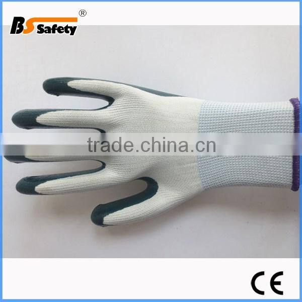 BSSAFETY Cheap nitrile coated safety gloves for industrial or garden working