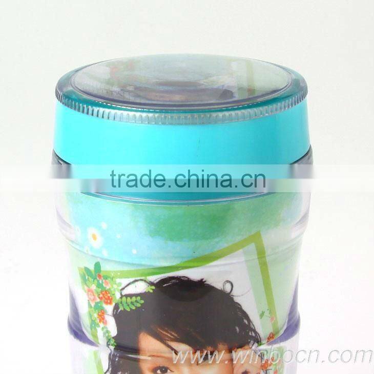 Cartoon double walls plastic mug with box on the cover DIY