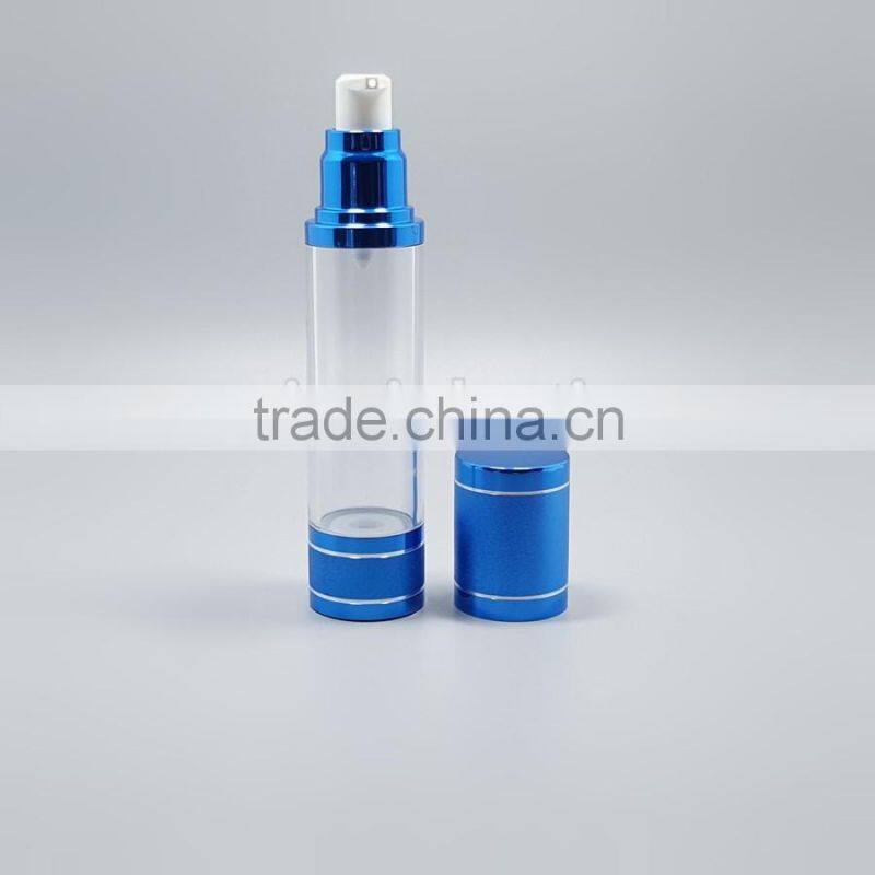 manufacture 10ml 30ml 50ml silver airless cream bottle 100ml 120ml 200ml good design blue/gold/silver airless perfume bottle