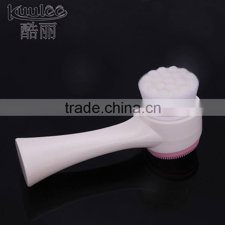 Super soft hair double head silicone massage face cleanser