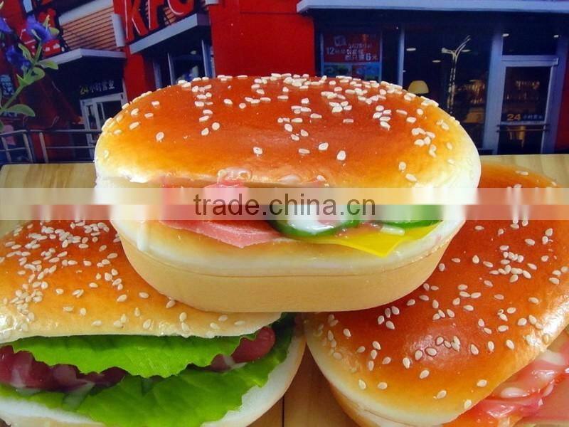 Plastic decorative hamburger model | Artificial toast bread fridge magnet | Yiwu Sanqi Crafts - Fake food manufacturer