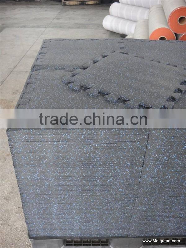 speckled recycled rubber gym flooring, black with red white green yellow grey blue or mixed color