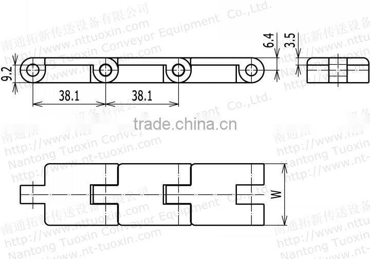 820mini-K126 Straight Running Plastic Flat Top Chain