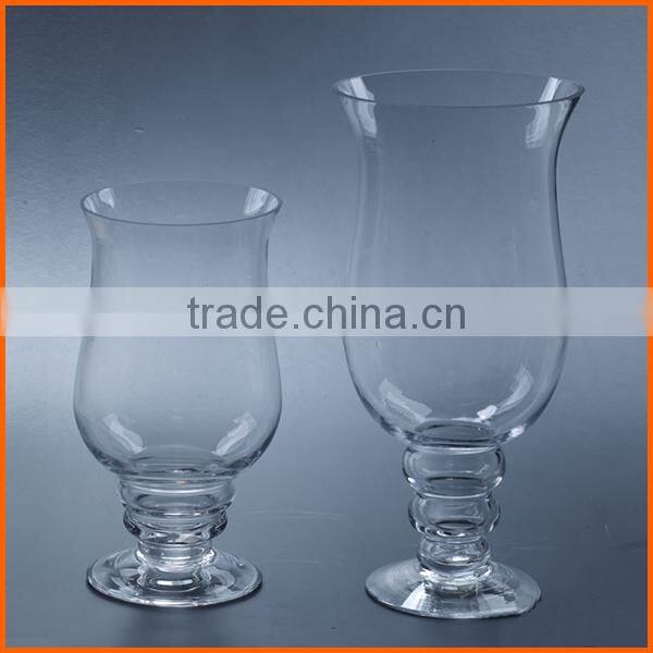 Customized high quality footed glass vase