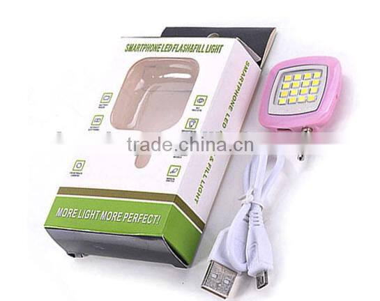 Newest High Quality Selfie Stick LED Flash Light Enhancing For Smart Phones Slefie Monopod Extended 16 LED Lights Enhancing