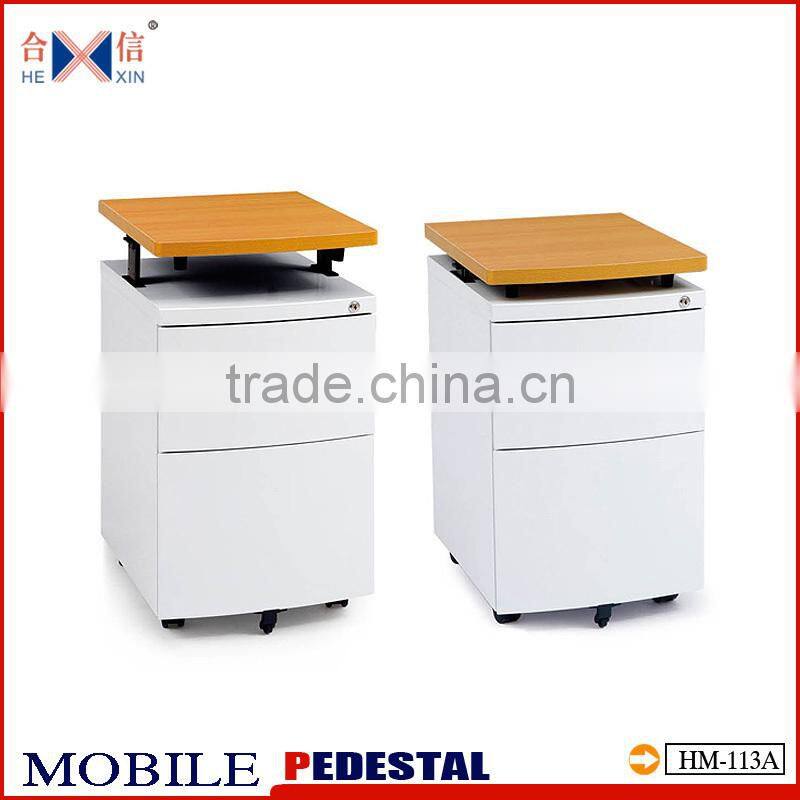 Under desk moveable storage wooden cabinet