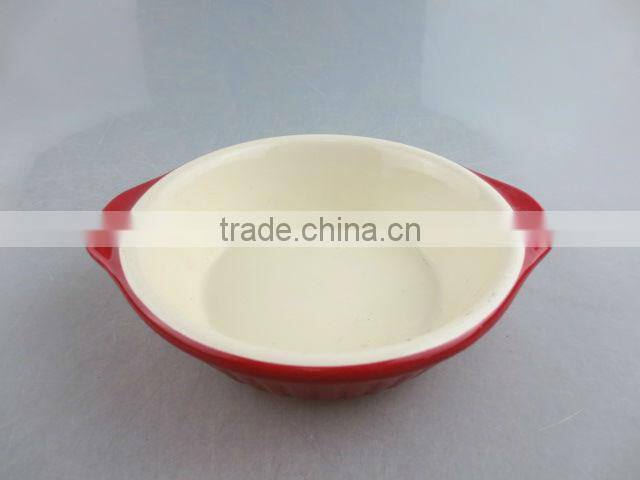 red-glazed ceramic oval tableware