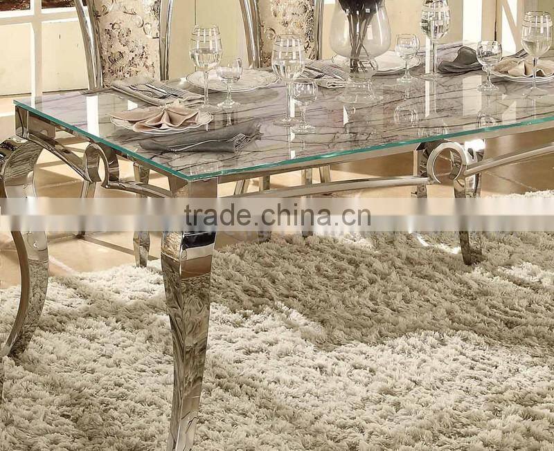 modern stainless steel dining table for hotel dining room