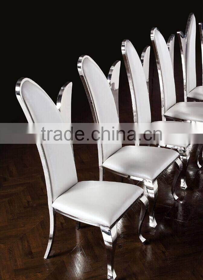 glass top stainless steel base dining table and chair AH126