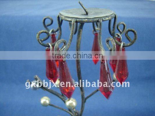 Red pearl black wire tree-shaped decorative candelabras craft