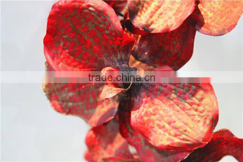 Home garden decoration 90cm hight dark purple Gold string Ascocenda artificial wedding flowers EQDL03 0401