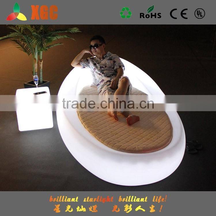 Modern Led Lighting Leather Bed/Luxury bedroom set LED light round shape bed