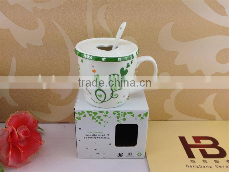 heart shape ceramic coffee gift mug with spoon