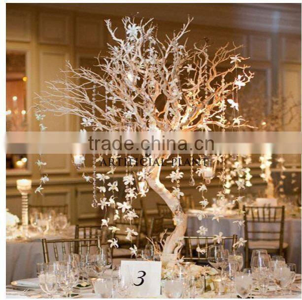 WEFOUND natural color wish tree with flowers Crystal wedding table tree