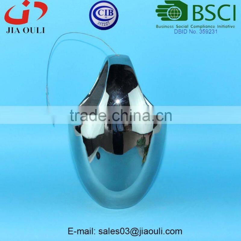 BSCI Audit Factory handle shape chrome plated ceramic hanging basket or Freestanding Decorative Ceramic Flower Planter