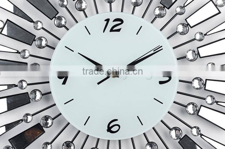 Metal crystal wall digital clock with mirror