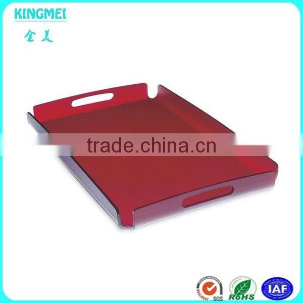 Red Color Acrylic Carrying Serving Tray with Handles