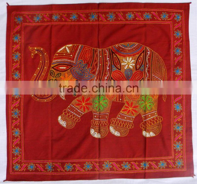 Traditionally Designed Sequins Work Embroidery Work Patchwork Indian Cotton Wall Hanging Elephant