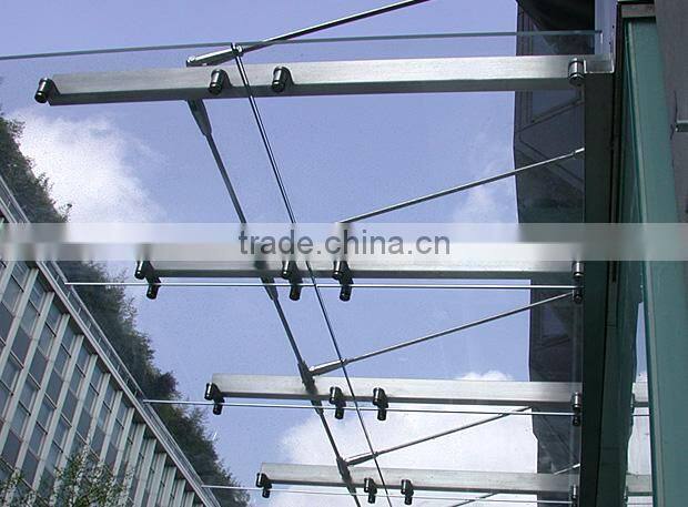 Modern Design Outdoor Tempered Glass Canopy / Rain Shelter Fittings/door window awnings