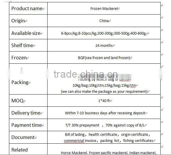 frozen seafood mackerel fish