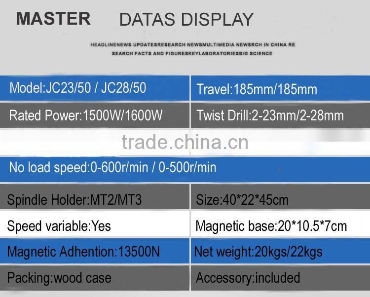 MASTER JC23/50 50mm Magnetic Drill Machine with MT3 for annular twist drill bits dual use