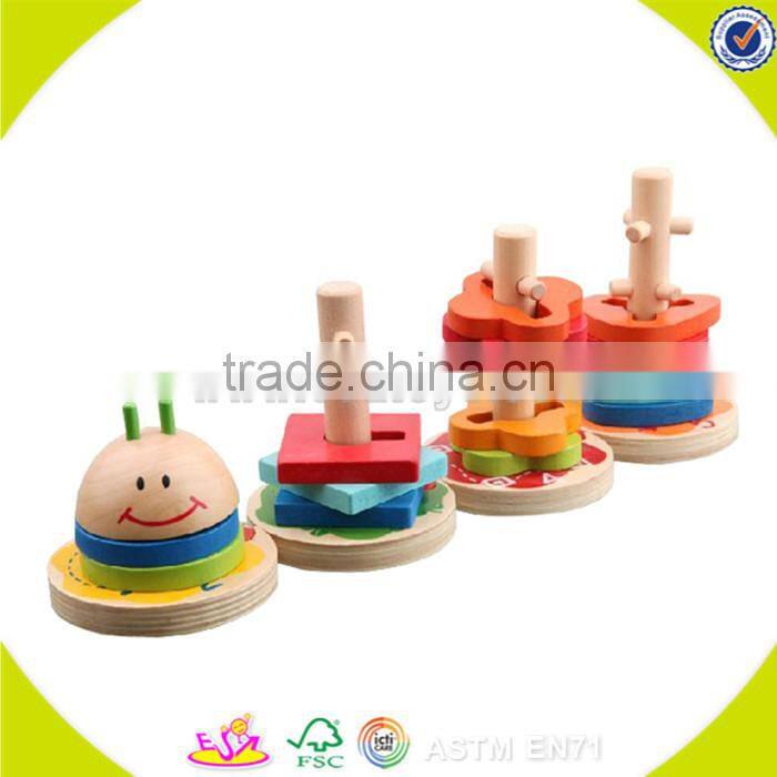 wholesale colorful kids stacking wooden geometric blocks educational children wooden geometric blocks game W13E064