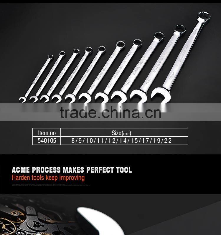 Functional OEM Service 10 Pcs Chrome Vanadium Handle Combination Spanner Set
