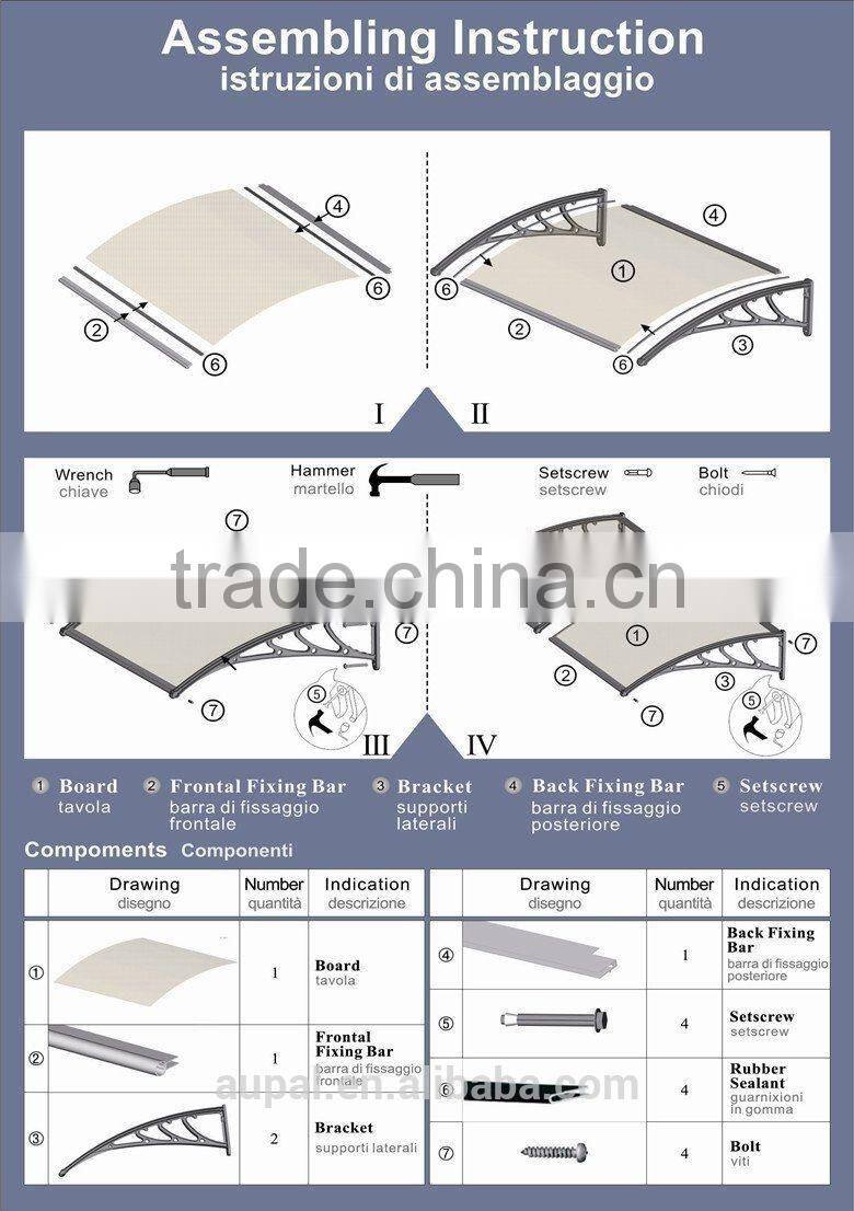 New arrival! plastic bracket door canopy, durable canopies,easy DIY window canopy