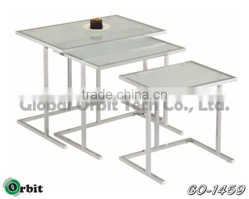 Modern Nesting Table Living Room Square Tea Table Tempered Glass Table