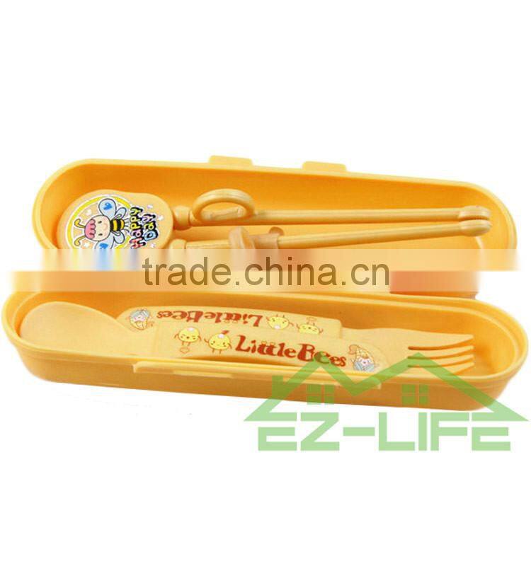 ECO PLA plastic training chopstick spoon and fork baby flatware set