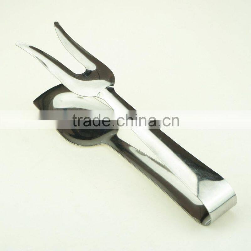 39054 8 Inch Stainless StFeel Kitchen Tongs BBQ Grill Food salad Tongs With Fork