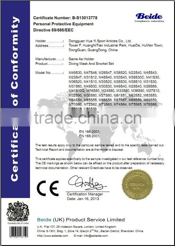 Promotion water sport popular china wholesale customed professional full face clear tempered glass diving mask and snorkel set