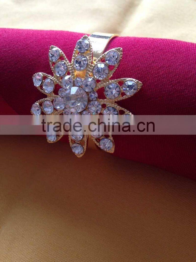 Gold Diamond Big Flower Shape Napkin Ring