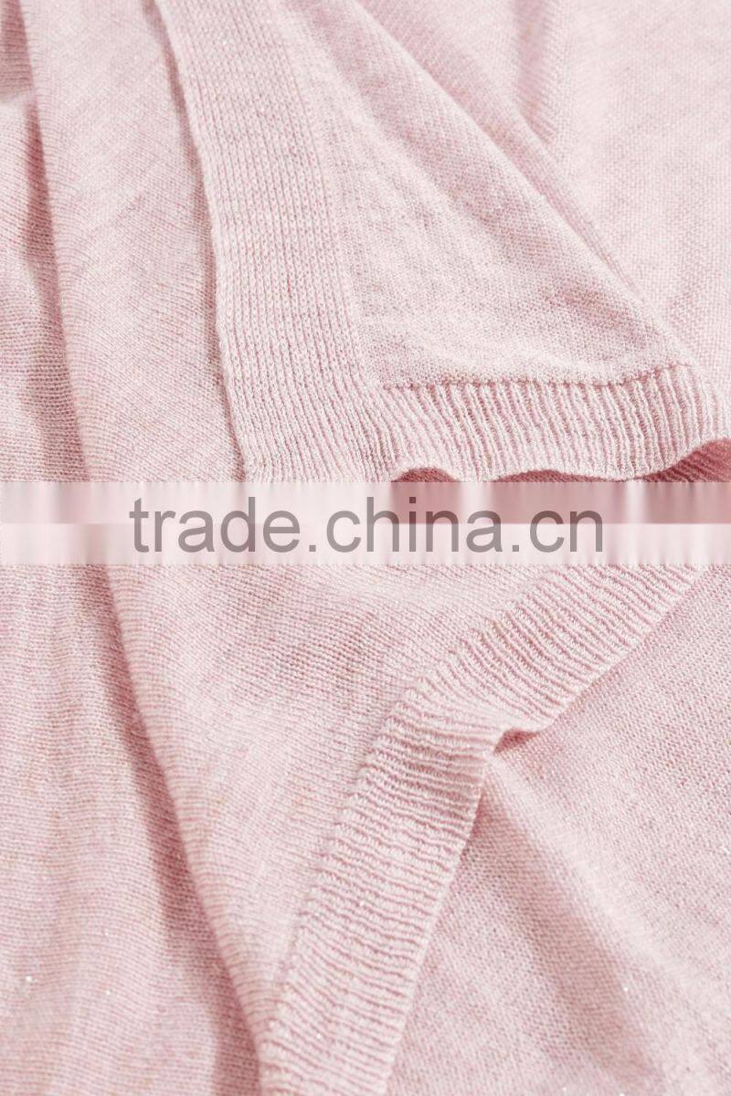 2016 Smart Sleeveless Sparkle-Yarn Cardigan With Waterfall Front HSC8007