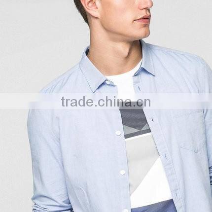 Turn-down Collar blank slim fit shirts cotton long sleeve casual shirts for men