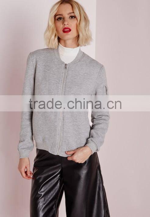 New Fashion Wholesale Grey Marl Winter Womens Bomber Jacket