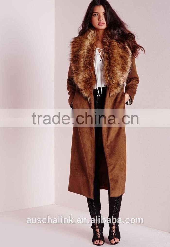 best selling high quality lady faux suede oversized winter coat 2016