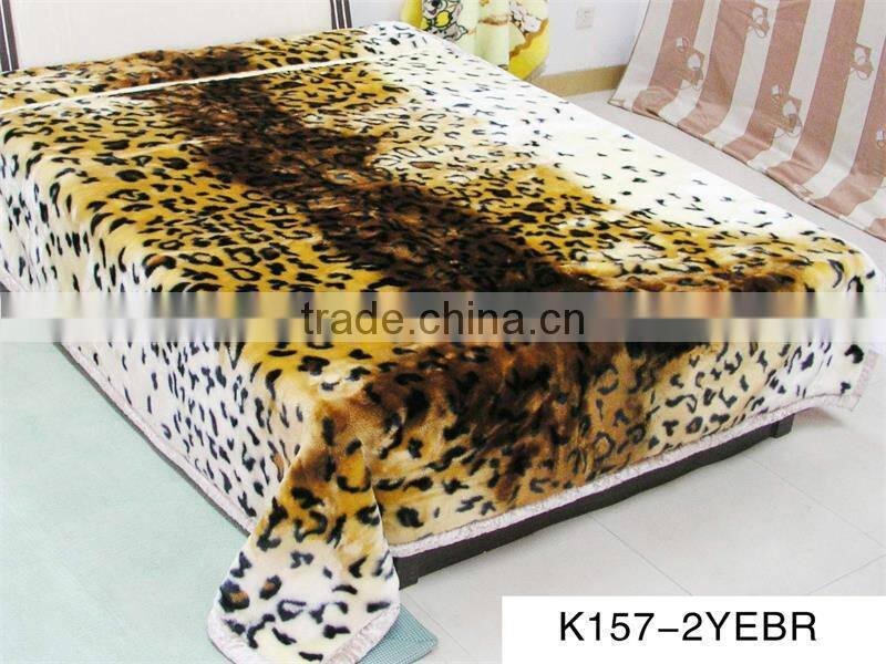 super soft leopard design stamped plush raschel blanket