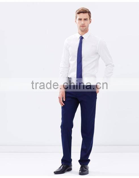 Hot selling plain white office business men's uniform shirt with tie